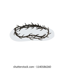 Crown of thorns isolated on white background. Religious item. Crown of Jesus Christ. Flat vector symbol of Christian church