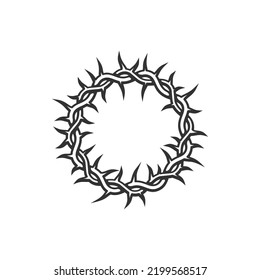 Crown of thorns isolated religion symbol of Christianity. Vector Easter religious sign, branches woven in hole