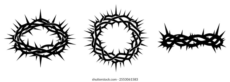 Krone der Dornen Jesu. Religiöse Bilder, Vektorgrafik. Ein in der christlichen Religion beliebtes Symbol.