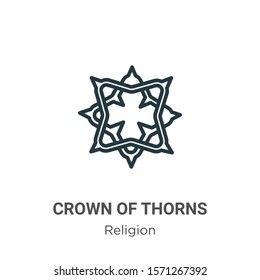 Crown of thorns outline vector icon. Thin line black crown of thorns icon, flat vector simple element illustration from editable religion concept isolated on white background