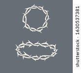 Crown of thorns set, round and oval isolated, flat silhouette, vector illustration