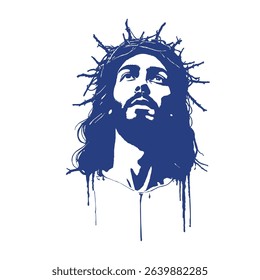 Crown of Thorns Silhouette – Deep Blue Spiritual Art