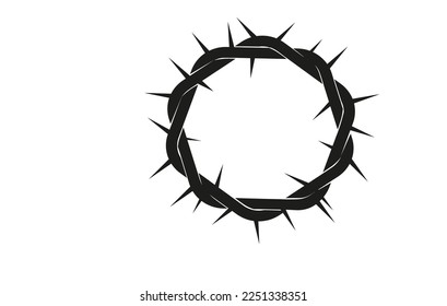 Crown of thorns silhouette, Jesus Christ wreath of thorns, Christian Easter religious symbol, vector