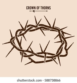 Crown Of Thorns. Silhouette Of A Crown Of Thorns. Jesus Christ. Vector Illustration.