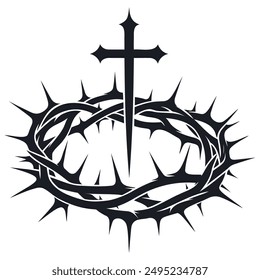 Crown of Thorns Silhouette Logo Christian, Religion, Symbol, Emblem, Icon.