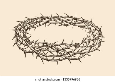 Crown of thorns, sketch. Hand drawn vintage vector illustration