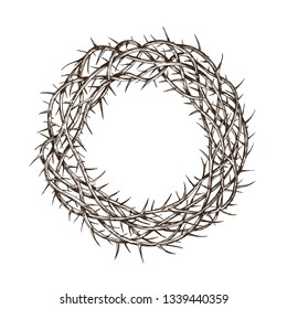 Crown of thorns, sketch. Hand drawn vintage vector illustration