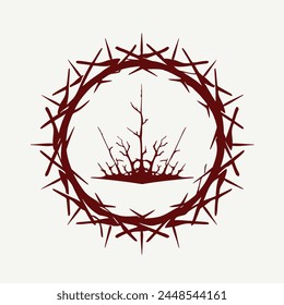 Crown of Thorns with Sunlight Logo Christian, Religion, Symbol, Emblem, Icon.