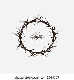 Crown of Thorns with Sunlight Logo Christian, Religion, Symbol, Emblem, Icon.