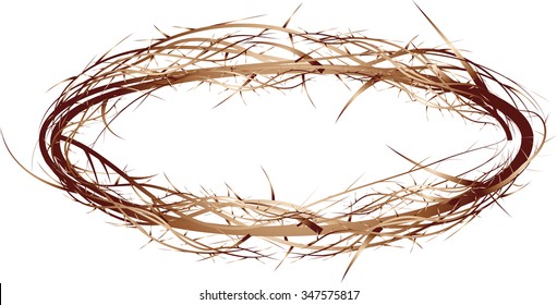  Crown of thorns, vector illustration, symbol of the passion of Jesus Christ and Lent season.