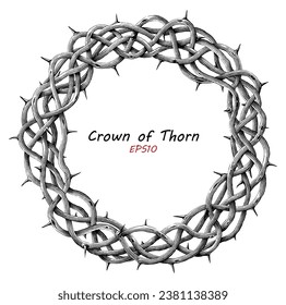 The crown of thorns vintage illustration black and white clip art