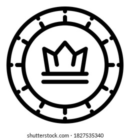 Crown token icon. Outline crown token vector icon for web design isolated on white background