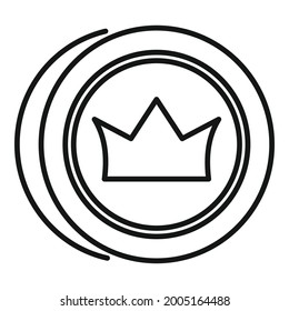 Crown token icon outline vector. Badge emblem. Seal award