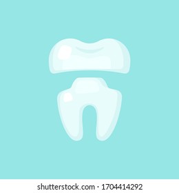 Crown tooth, cute colorful vector icon illustration. Cartoon flat isolated image