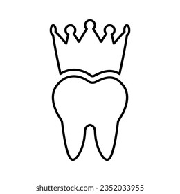 Crown Tooth Icon In Outline Style