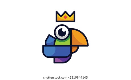 Plantilla de diseño de vectores abstracto con el logotipo Crown Toucan Bird