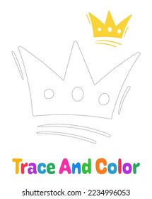 Crown tracing worksheet for kids