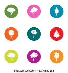 Crown tree icons set. Flat set of 9 crown tree vector icons for web isolated on white background