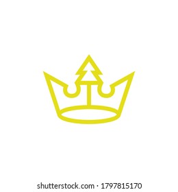 Logo del vector del árbol de la corona. Icono del árbol real.