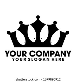 Crown and tuna. Tuna crown logo design. negative space makes tuna fish