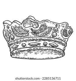 Crown of Twelve Stars drawing. Found on Saint Mary sculptures, is a symbol of spiritual mother and queen. Crown in religious art and sculpture in the Christian tradition. Vector.