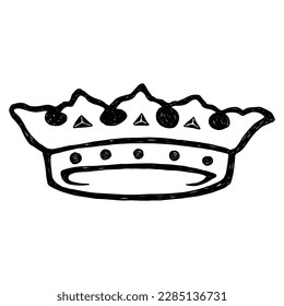 Crown of Twelve Stars drawing. Found on Saint Mary sculptures, is a symbol of spiritual mother and queen. Crown in religious art and sculpture in the Christian tradition. Vector.