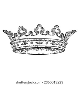 Crown of Twelve Stars drawing. Found on Saint Mary sculptures, is a symbol of spiritual mother and queen. Crown in religious art and sculpture in the Christian tradition. Vector.