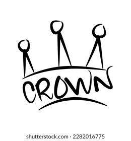 Parche Crown Typography Patch V60 Patch Streetwear, Urban Design Black and White Colors Patch Uso comercial