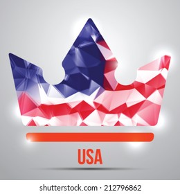 Crown with U.S.A Flag, isolated on white