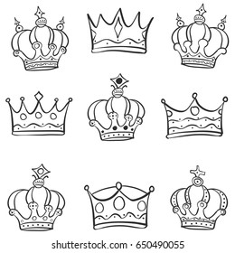 Crown various style doodle style