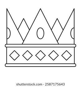 Crown vector art, crown line art illustration, crown clip art, black and white