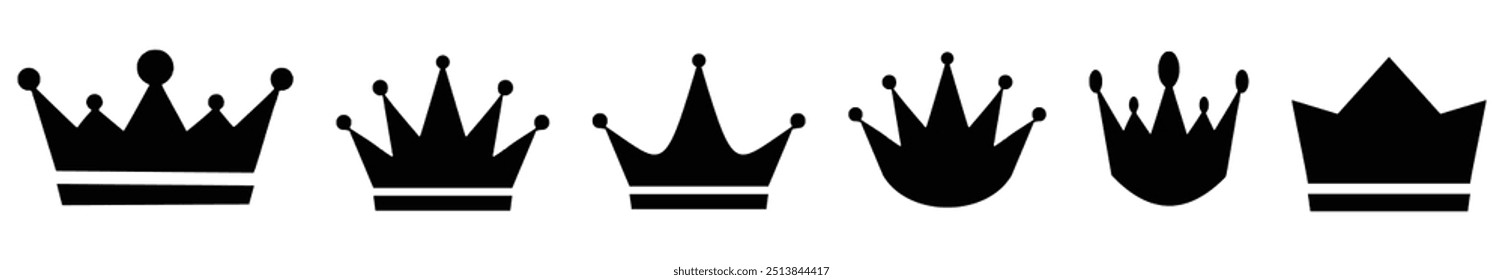 Crown vector collection. Black crown icon set. King emblem, royal symbols. Exclusive, vip, premium symbol, luxury sign vector icons set. Vector illustration.