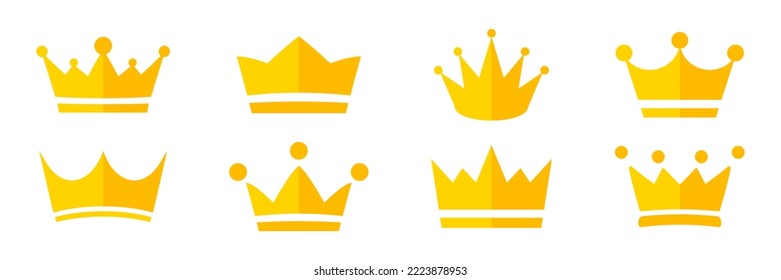 Crown vector collection. Gold crown icon set. King emblem, royal symbols. Exclusive, vip, premium symbol, luxury sign vector icons set. Vector illustration in flat design