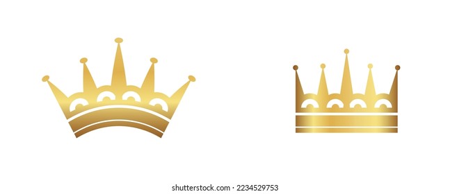 Crown vector collection. Gold crown icon set. King emblem, royal symbols. Exclusive, vip, premium symbol, luxury sign vector icons set. Vector illustration in flat design. 10 EPS.