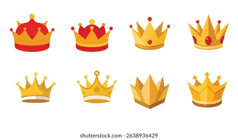 Crown vector collection, royal luxury symbols, black crown silhouettes, diverse crowns designs, isolated on white background, symbolizing power, authority,