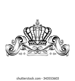 crown vector, decorative elements in vintage style for decoration layout, framing, for tektsta for advertising, vector illustration hands