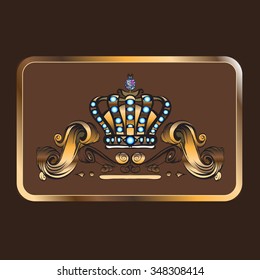 crown vector, decorative elements in vintage style for decoration layout, framing, for text for advertising, vector illustration hands