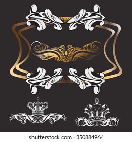 crown vector, decorative elements in vintage style for decoration layout, framing, for text for advertising, vector illustration hands