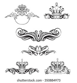 crown vector, decorative elements in vintage style for decoration layout, framing, for text for advertising, vector illustration hands