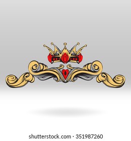 crown vector, decorative elements in vintage style for decoration layout, framing, for text for advertising, vector illustration, sketch, drawing hands, pen and ink