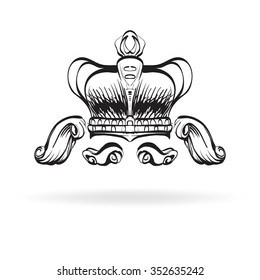 crown vector, decorative elements in vintage style for decoration layout, framing, for tektsta for advertising, vector illustration hands