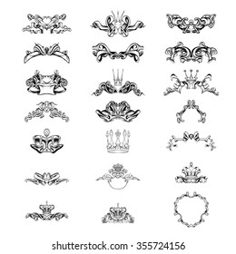 crown vector, decorative elements in vintage style for decoration layout, framing, for text for advertising, vector illustration hands