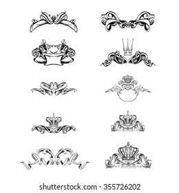 crown vector, decorative elements in vintage style for decoration layout, framing, for text for advertising, vector illustration hands