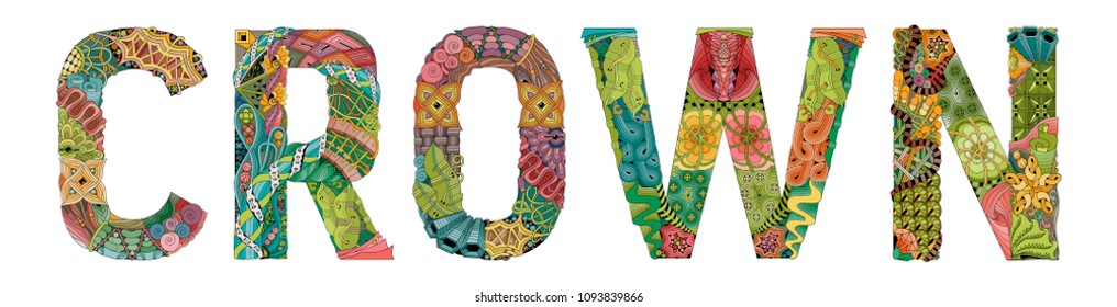 Crown. Vector decorative zentangle object
