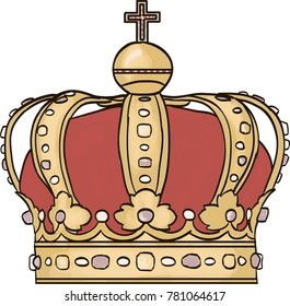 Crown vector drawing isolated white background	