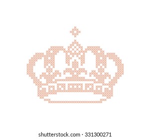 Crown. Vector element embroidery.