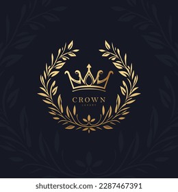 Crown vector emblem. Can be used for jewelry, beauty and fashion industry. Elegant, classic elements. Great for logo, monogram, invitation, flyer, menu, brochure, background, or any desired idea.