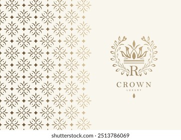 Símbolo do vetor da coroa. Pode ser usado para joias, beleza e indústria da moda. Elementos elegantes e clássicos. Ótimo para logotipo, monograma, convite, folheto, menu, brochura, fundo ou qualquer ideia desejada.