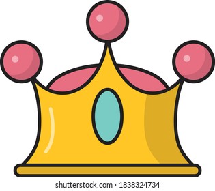 crown vector flat color icon