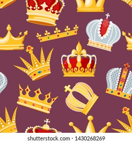 Crown vector golden royal jewelry symbol of king queen and princess illustration sign of crowning prince authority set of crown jeweles background